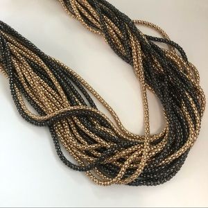 Gorgeous Multiple Strand Metal Necklace Gold Black